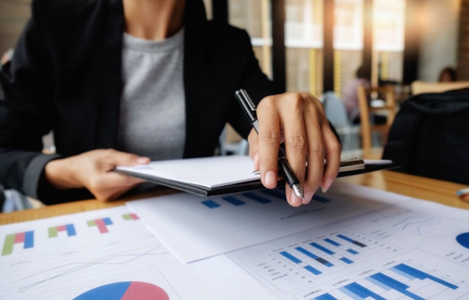 Modern workspace with digital analytics dashboard